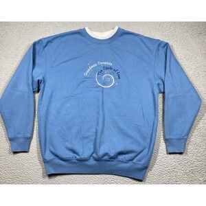 VTG‎ Granny Core Sweatshirt Womens Large Blue Pullover Sweater "Circle of Love"